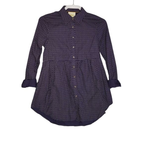 ANTHROPOLOGIE Maeve shirt Aled button up navy blue tunic XS‎ - Picture 1 of 9